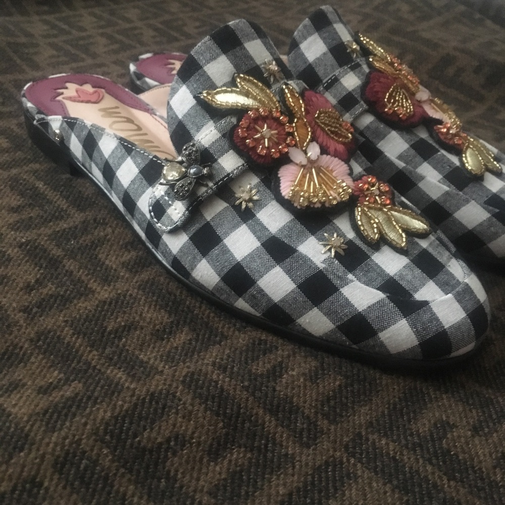 NWOT*Sam Edelman Gingham Mules, Size 9 - Picture 5 of 8